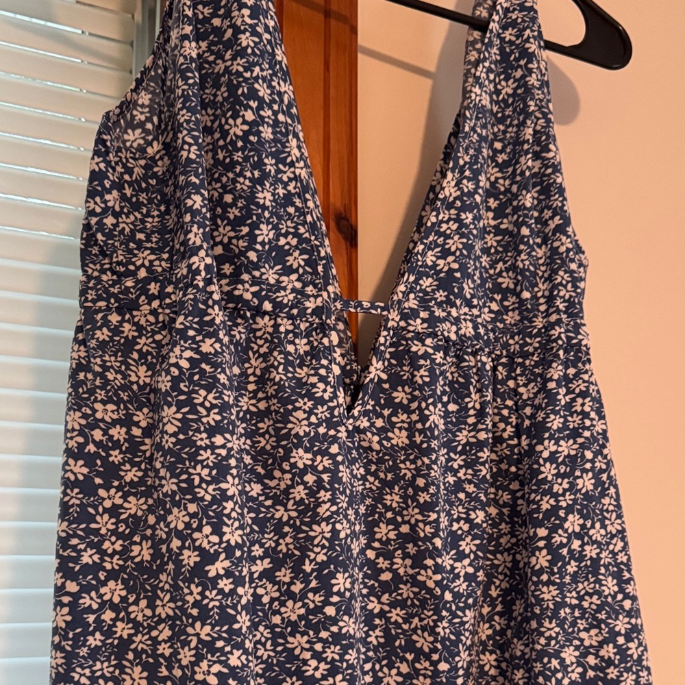 SHEIN Blue and White Floral Mini Dress